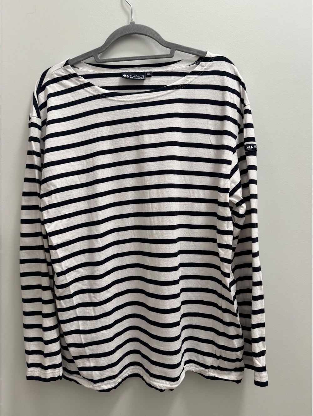 Hublot Mode Marine Black and White Striped Long Sleeve Shirt XXL